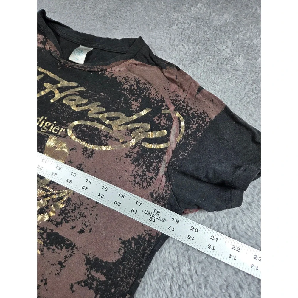 Ed Hardy Graphic T-Shirt Kids XL Black Brown Gold Kids Tattoo Tiger Foil Tee - Picture 7 of 8